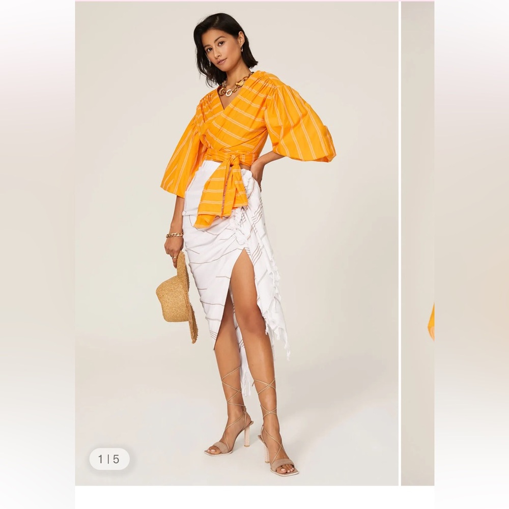 ACLER Wyatt Wrap Blouse Cotton Orange Size US 2